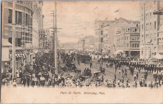 ZAYIX Main St. North Winnipeg Manitoba c1901  Streetcars Parade posted Germany
