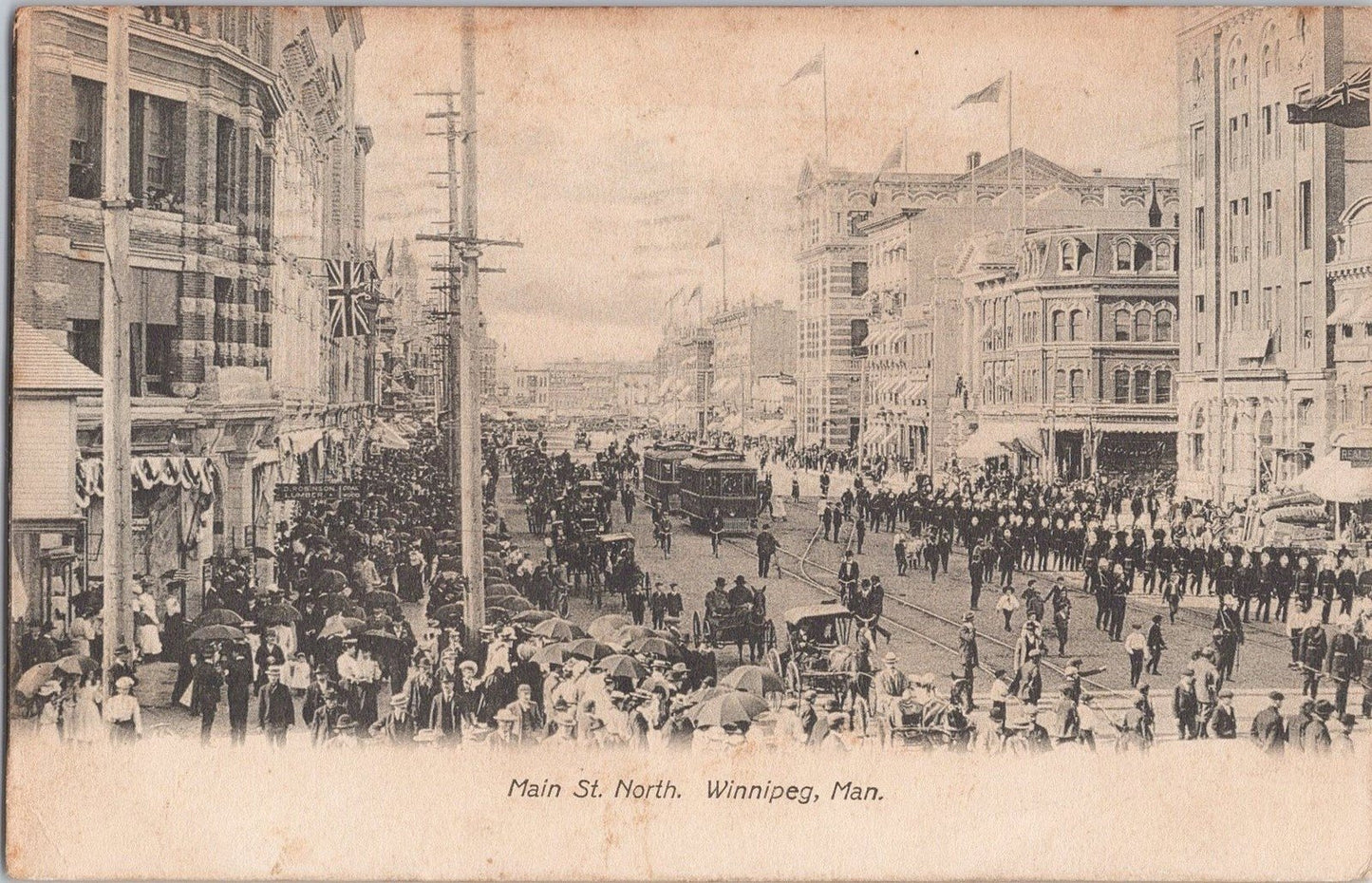 Main St. North Winnipeg Manitoba c1901 Streetcars Parade ZAYIX 060522SM117