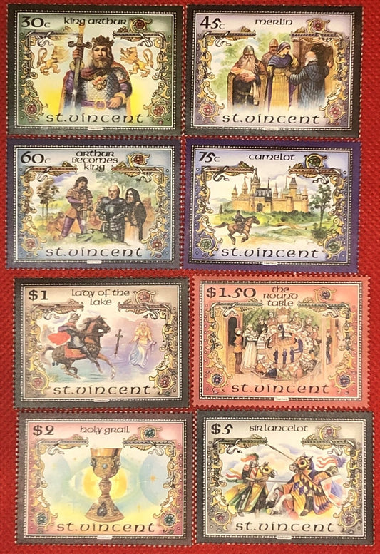 St. Vincent 979-979G MNH 1966 Legend of King Arthur Excalibur ZAYIX 081622SM205M