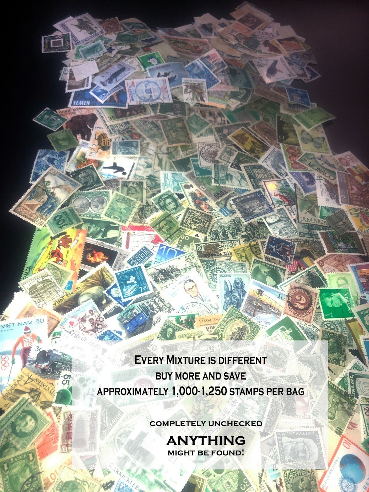 Stamps Collections Lot Worldwide Off Paper 2.8 oz (80g) Mixture Kiloware ZAYIX