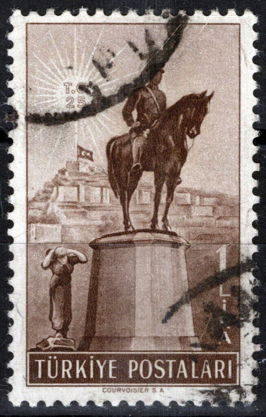 ZAYIX -Turkey 985 Used 1 I brown Statue Kemal Ataturk Ankara 081422S52M