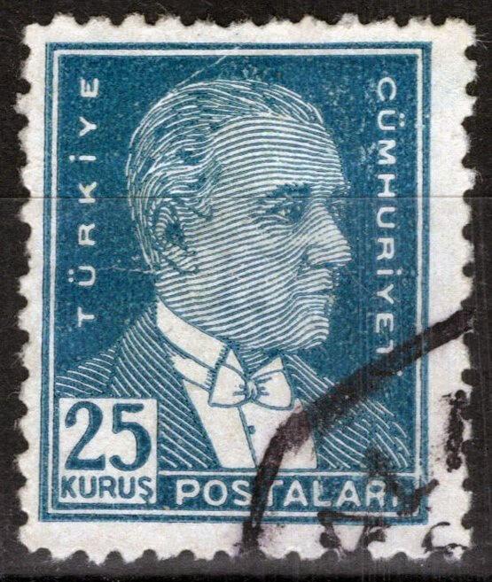 Turkey 753 Used 25 Prus blue Mustafa Kemal Pasha ZAYIX 081422S44