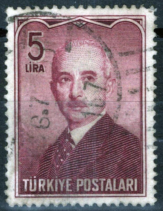 Turkey 977 Used 5 I deep plum Pres. Ismet Inonu ZAYIX 081422S51
