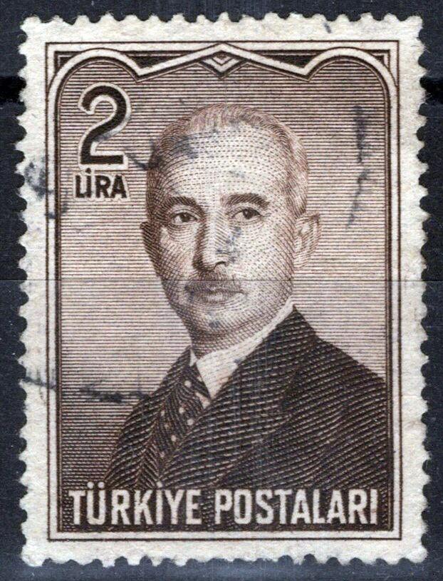 Turkey 976 Used 2 I dark brown Pres. Ismet Inonu ZAYIX 081422S50