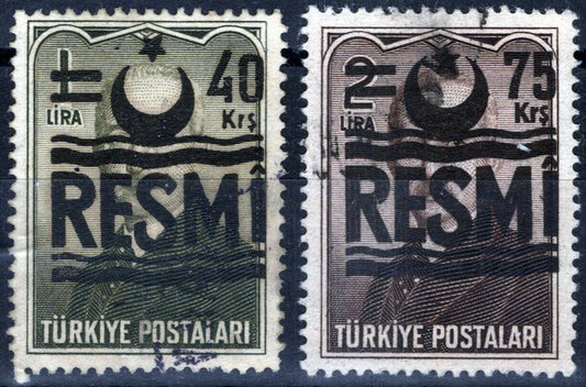ZAYIX -Turkey O35-O36 Used Official Stamps Crescent & Star 081422S61
