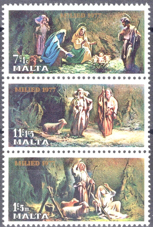 Malta B29a MNH Christmas Nativity Religious Art Triptych strip ZAYIX 051222S02M