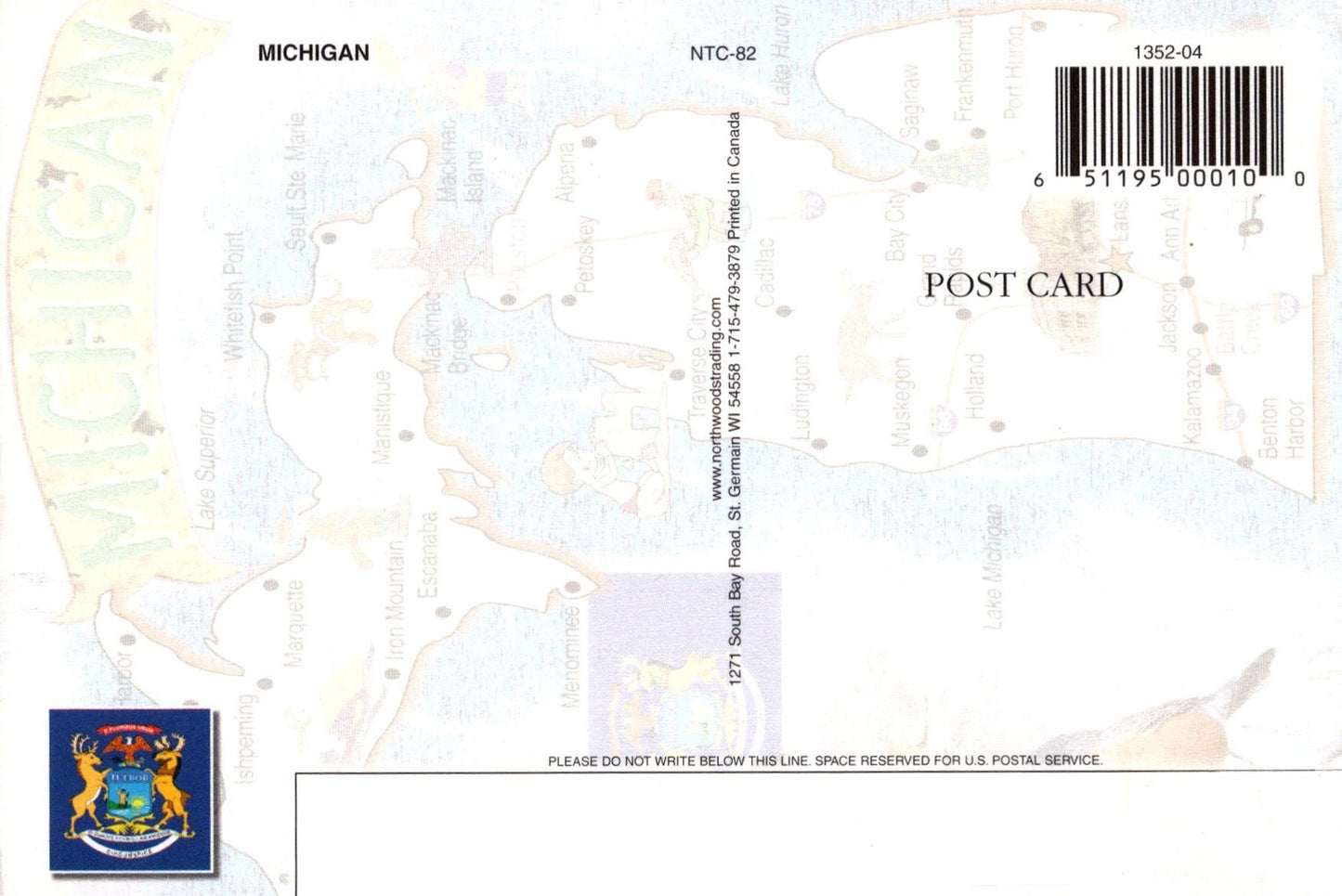 US Maxi Card FDC UA Michigan Statehood, state map, robin ZAYIX 0924M0118
