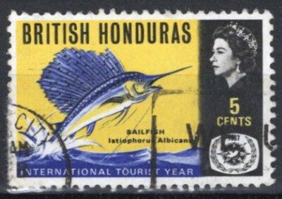 British Honduras 204 Used 5c Sailfish Tourism Fishing ZAYIX 031023S93