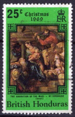 British Honduras 250 Used 25c Christmas Adoration of the Kings ZAYIX 031023S101