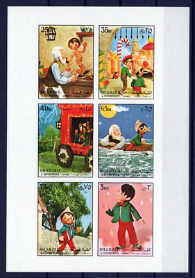 Sharjah 1258 B-1263 B MNH Imperf Disney Pinocchio ZAYIX 0724M0136