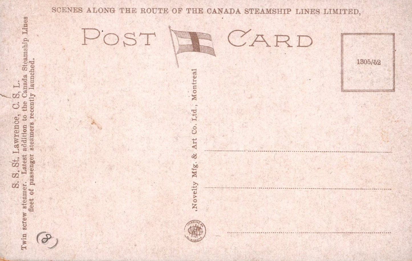 ZAYIX Postcard Great Lakes Steamer SS St. Lawrence Canadian Steamship Line