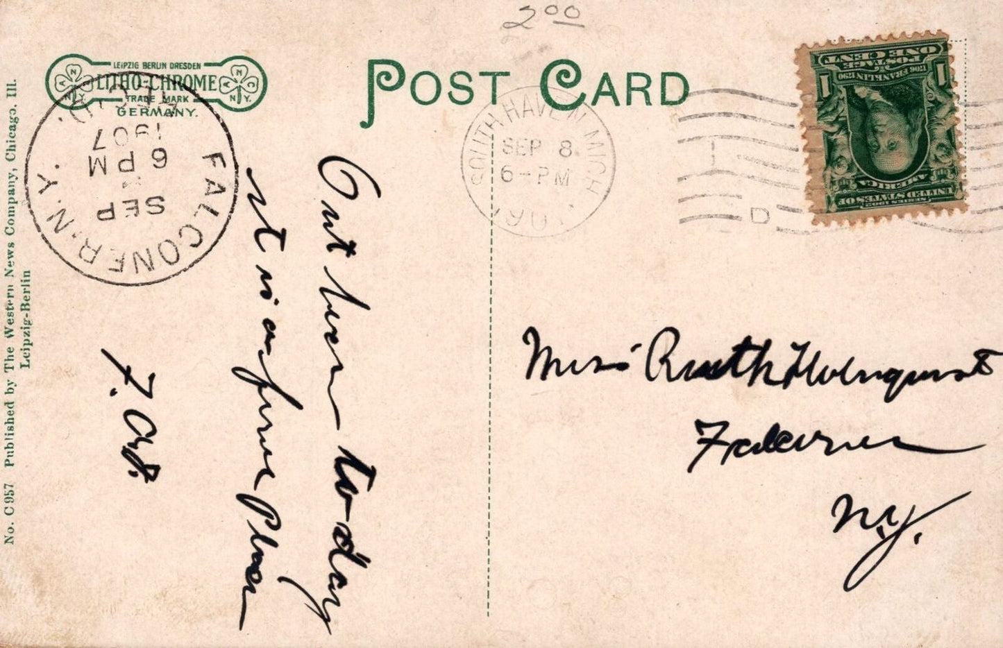 ZAYIX Postcard Great Lakes Steamer SS CITY OF SOUTH HAVEN Leaving Port c1907