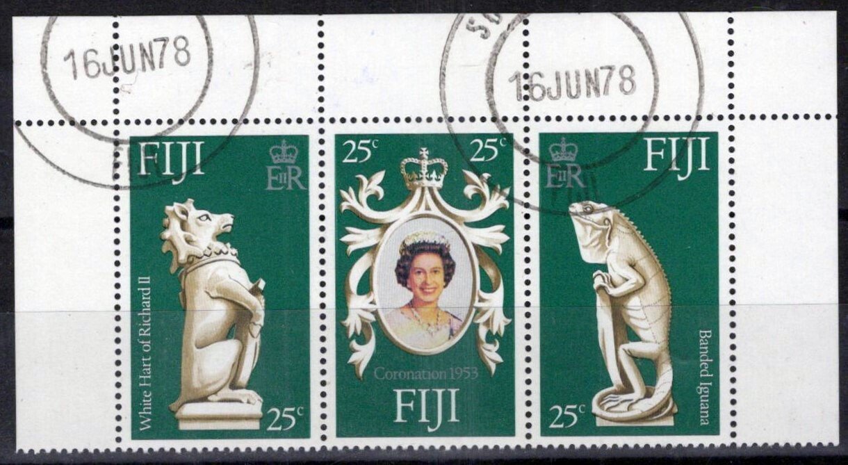 Fiji 384a-c Used Queen Elizabeth II Coronation Royalty ZAYIX 051023SM20