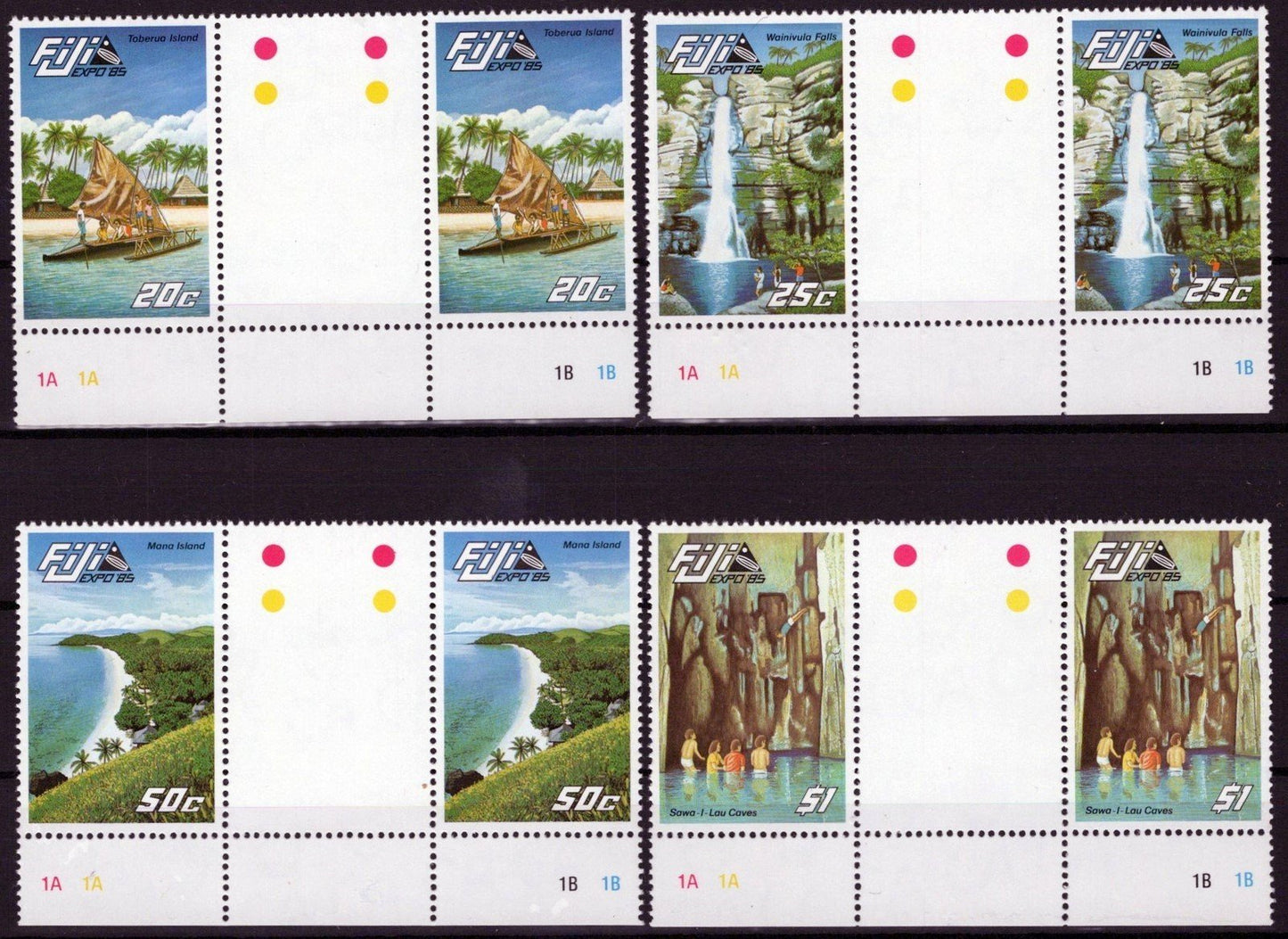 Fiji 527-530 MNH Gutter Pairs EXPO '85 Scenic Views Landmarks ZAYIX 051023SM36