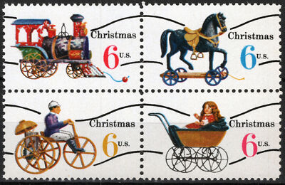 US 1418c MNH 1971 Christmas Toys Train Tricycle Horse Precancel ZAYIX 021823S02M