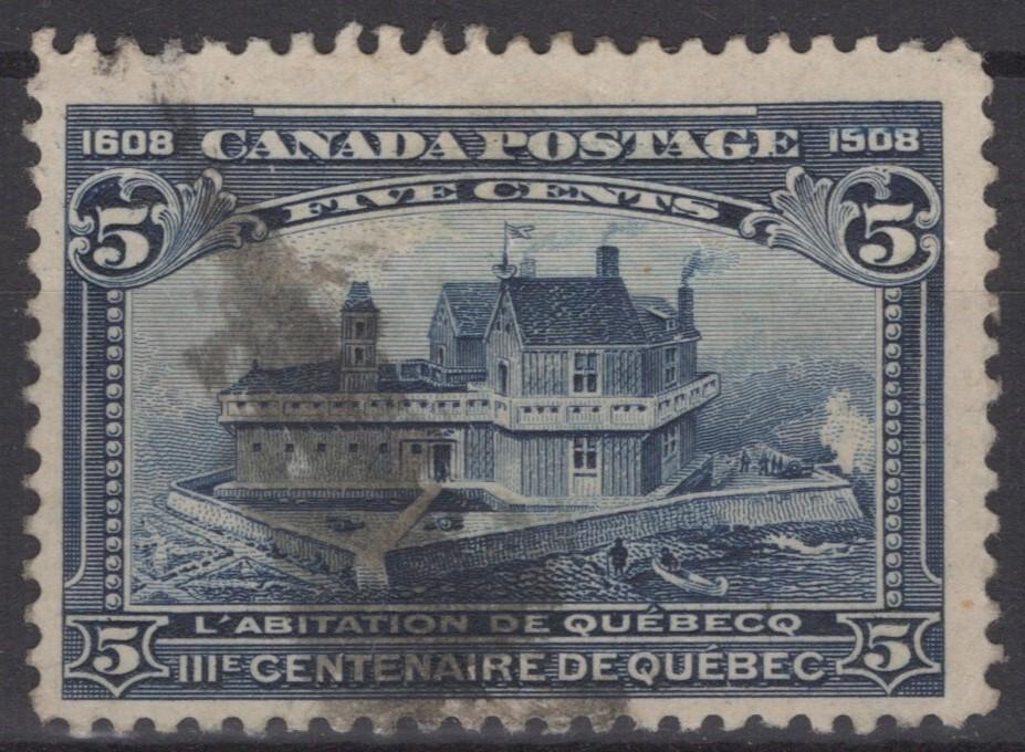 Canada 99 Used 5c dark blue Champlain's Home Architecture ZAYIX 121022S150
