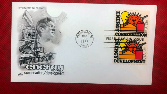 1977 Art Craft 1723-1724 FDC Energy Conversation Development ZAYIX 010522SM210
