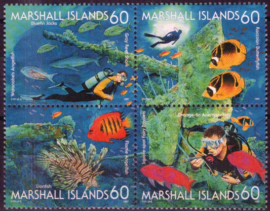 Marshall Islands 644 MNH Marine Life Fish Scuba Diver Zayix Stamps 092023S64M