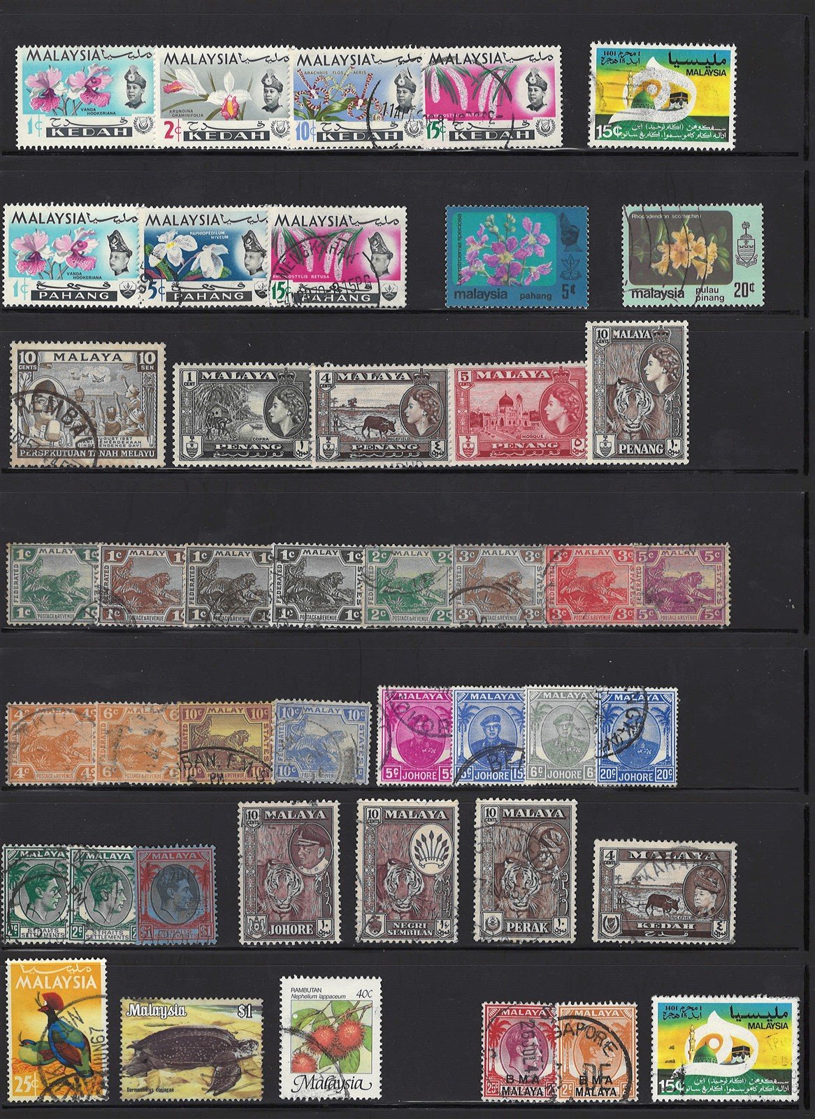 Malaya, Malaysia, and Area Collection of 84 stamps Zayix 0425L0006