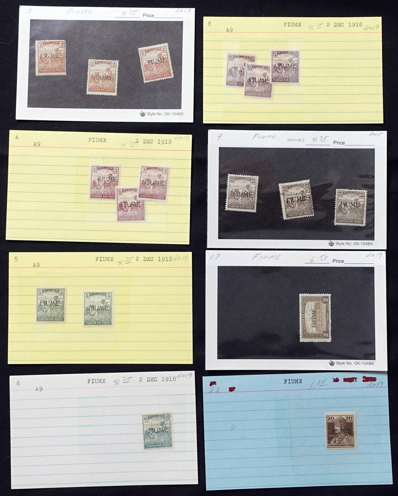 Fiume Valuable Collection Mint & Used on Dealer's Cards ZAYIX STAMPS 0525MAR001