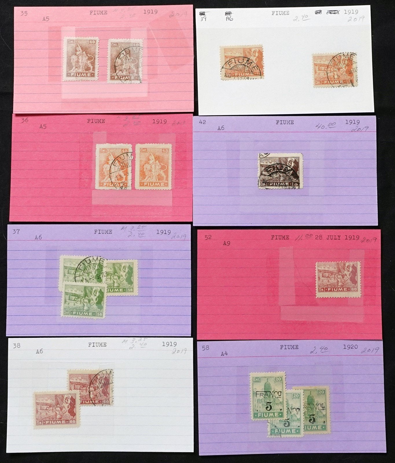 Fiume Valuable Collection Mint & Used on Dealer's Cards ZAYIX STAMPS 0525MAR001