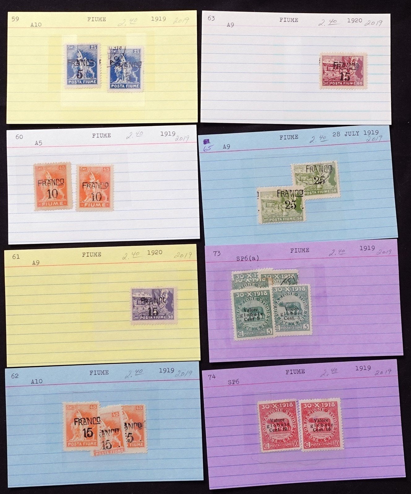 Fiume Valuable Collection Mint & Used on Dealer's Cards ZAYIX STAMPS 0525MAR001
