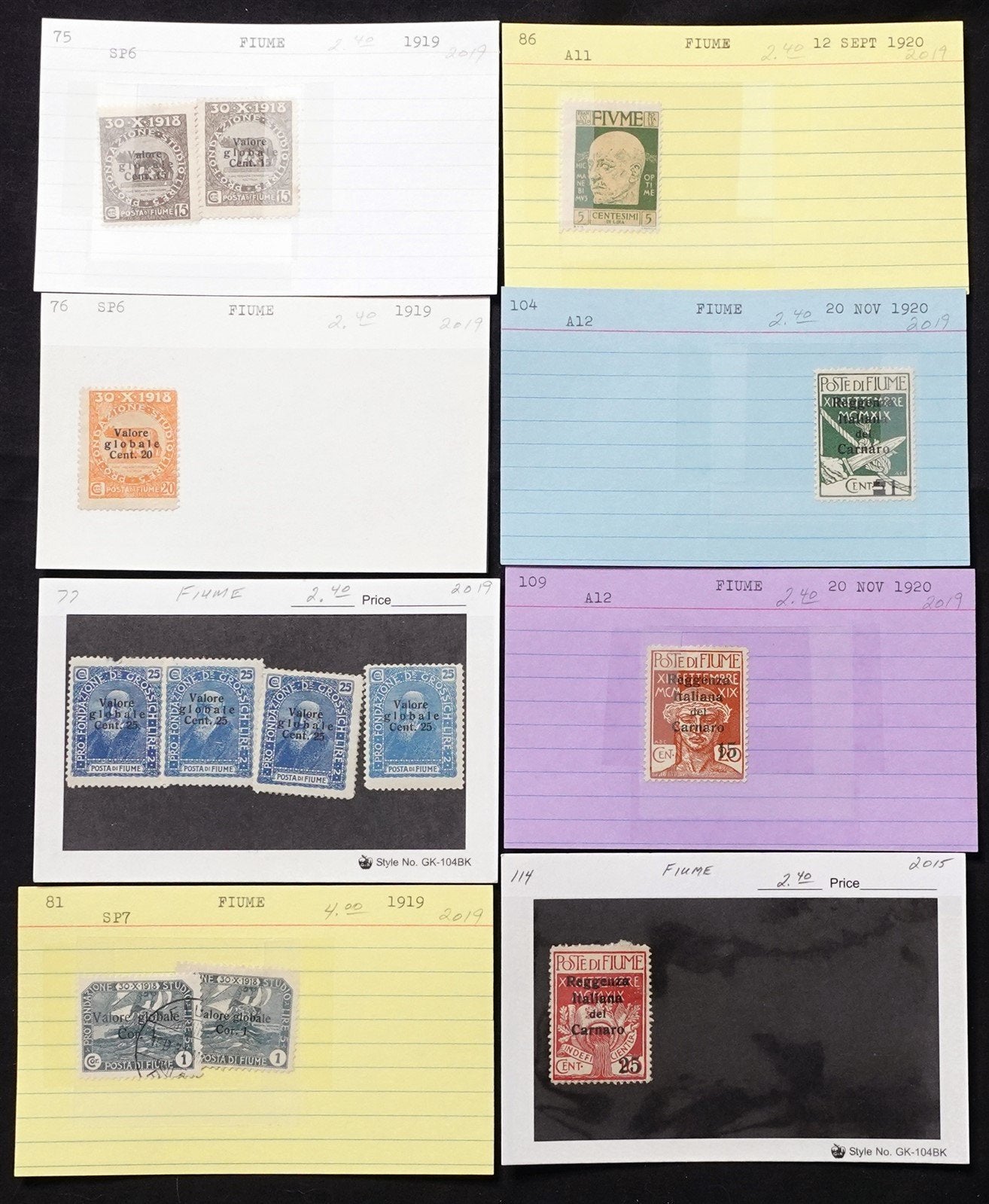 Fiume Valuable Collection Mint & Used on Dealer's Cards ZAYIX STAMPS 0525MAR001