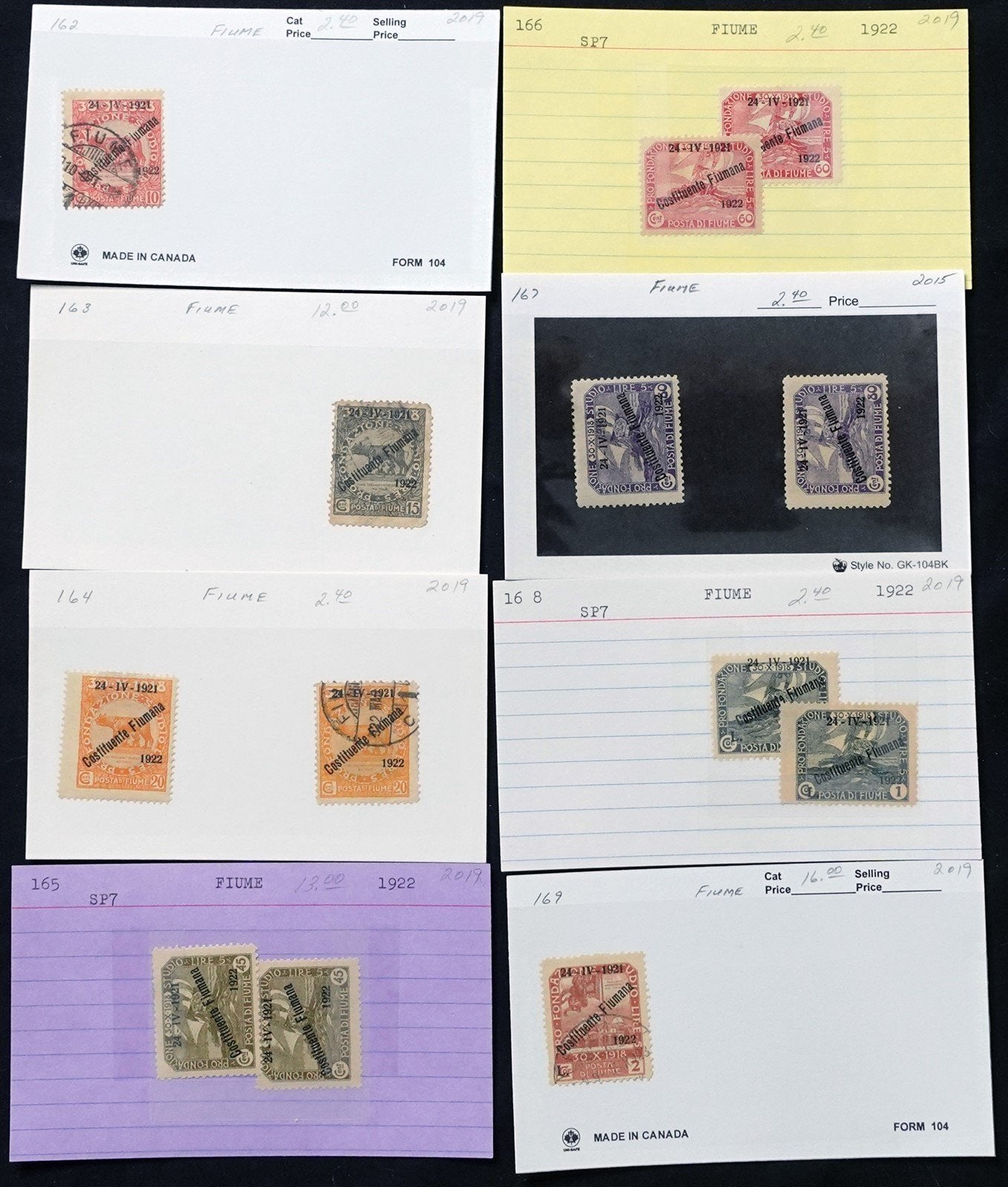 Fiume Valuable Collection Mint & Used on Dealer's Cards ZAYIX STAMPS 0525MAR001