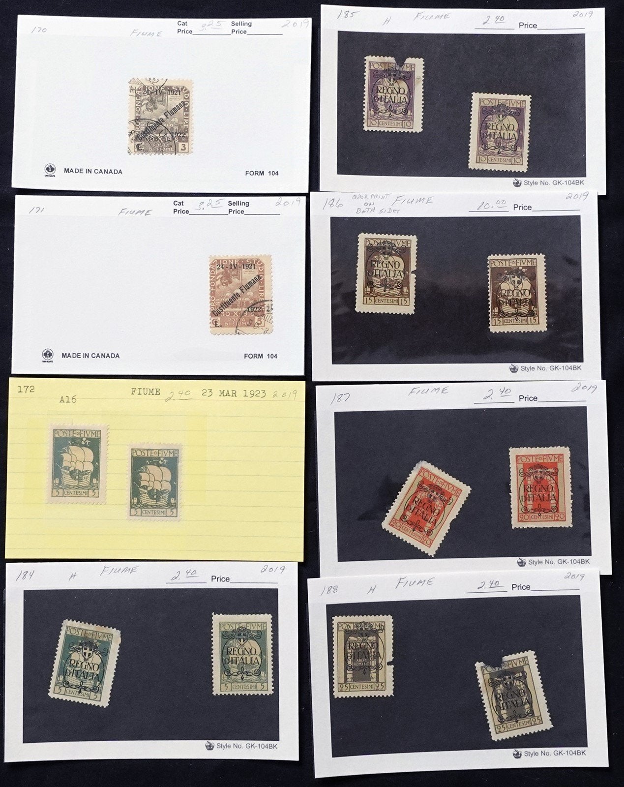 Fiume Valuable Collection Mint & Used on Dealer's Cards ZAYIX STAMPS 0525MAR001