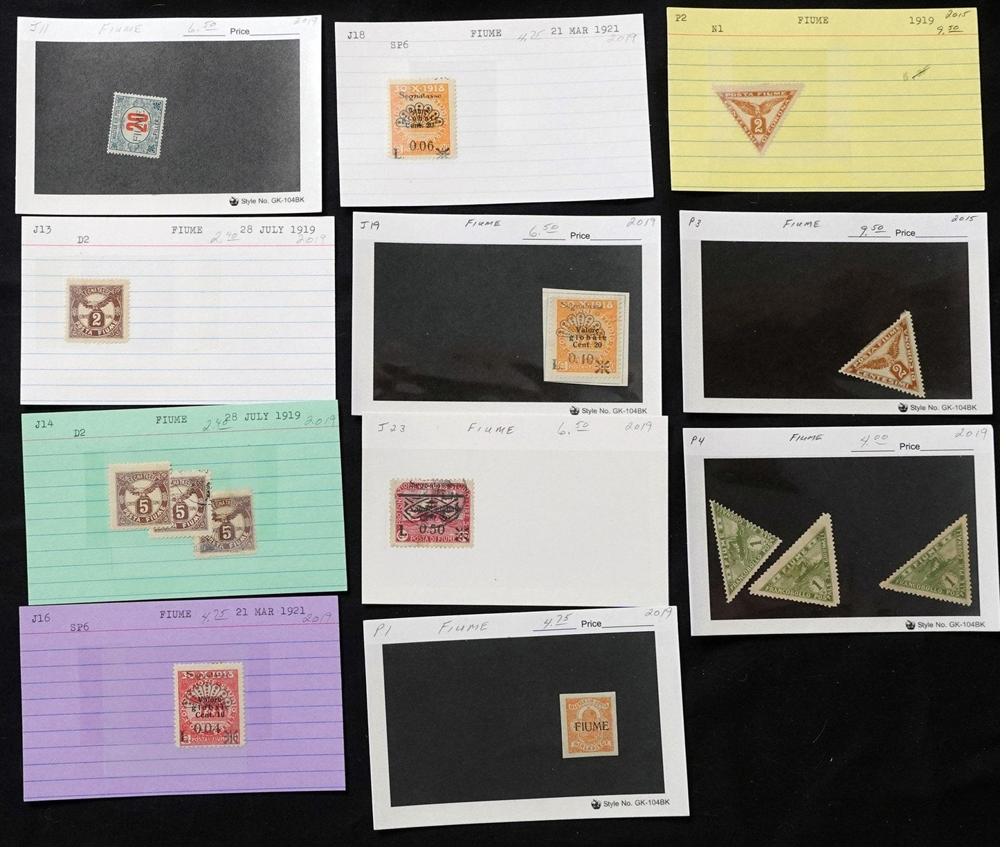 Fiume Valuable Collection Mint & Used on Dealer's Cards ZAYIX STAMPS 0525MAR001