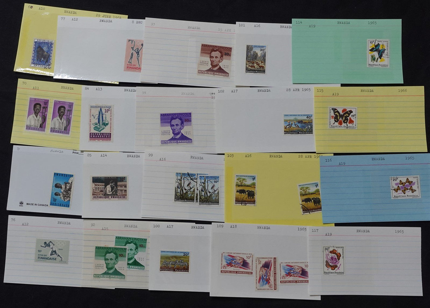 Rwanda Mint & Used Extensive Collection on 280 Dealer's Cards ZAYIX 0525MAR002