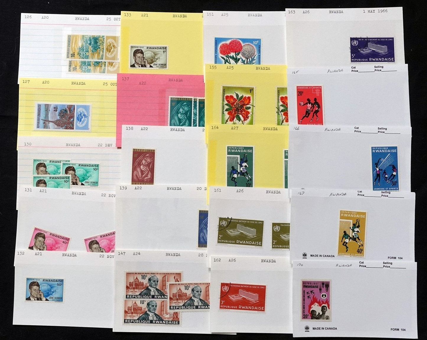 Rwanda Mint & Used Extensive Collection on 280 Dealer's Cards ZAYIX 0525MAR002
