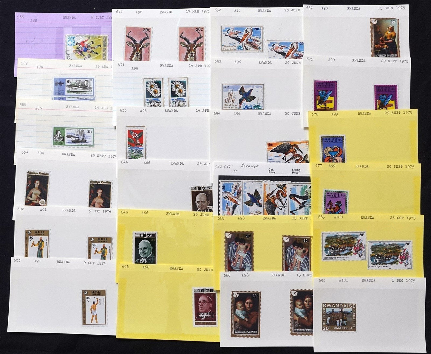 Rwanda Mint & Used Extensive Collection on 280 Dealer's Cards ZAYIX 0525MAR002