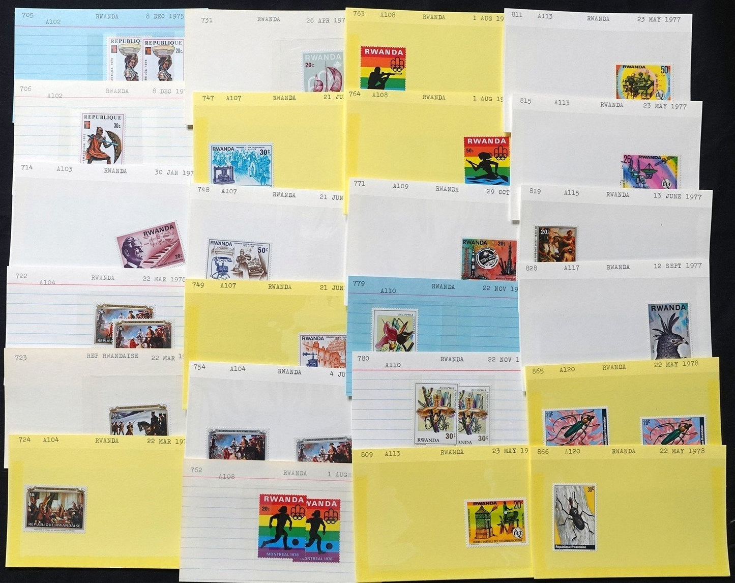 Rwanda Mint & Used Extensive Collection on 280 Dealer's Cards ZAYIX 0525MAR002
