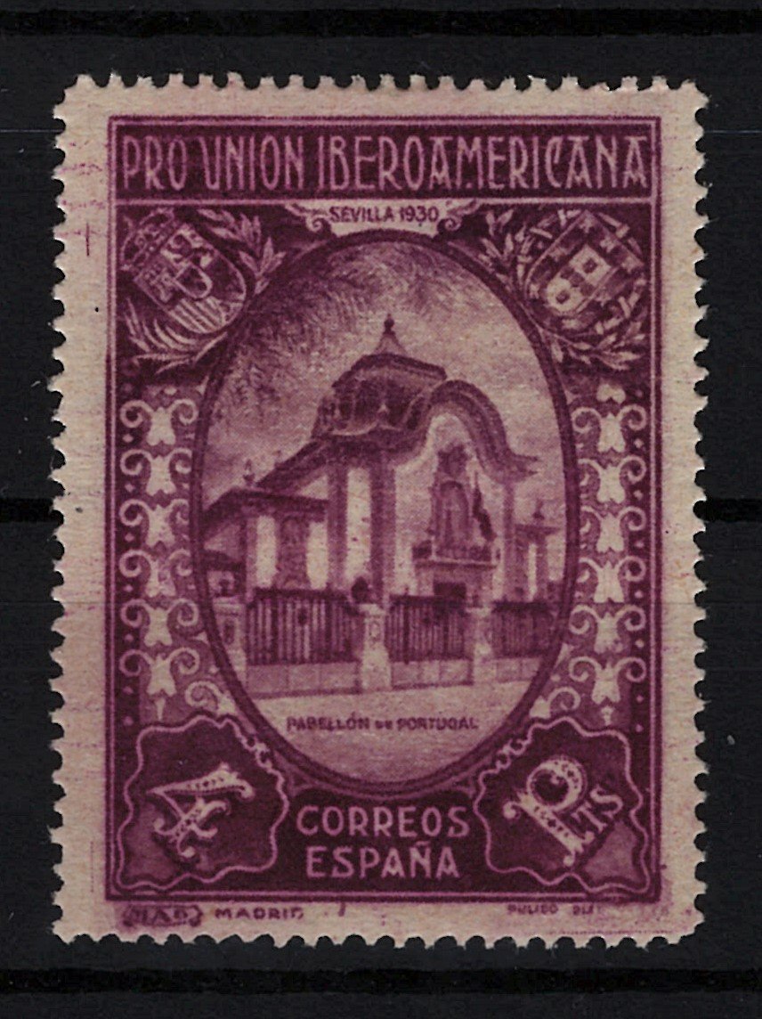 Spain 446 MHH 4p br violet Exhibition Pavilion perforated ZAYIX STAMPS 0525S0007