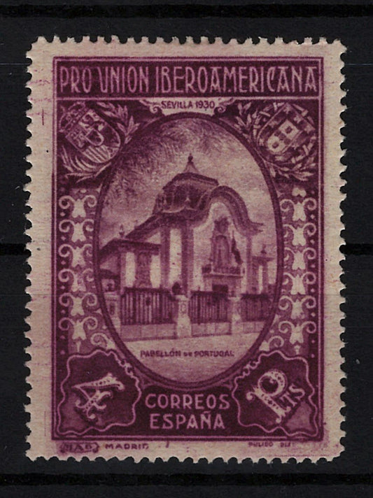 Spain 446 MHH 4p br violet Exhibition Pavilion perforated ZAYIX STAMPS 0525S0007