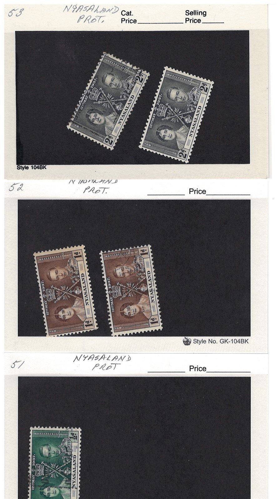 Nyassaland Mint & Used Collection of 34 Dealer Cards ZAYIX 0525MAR003