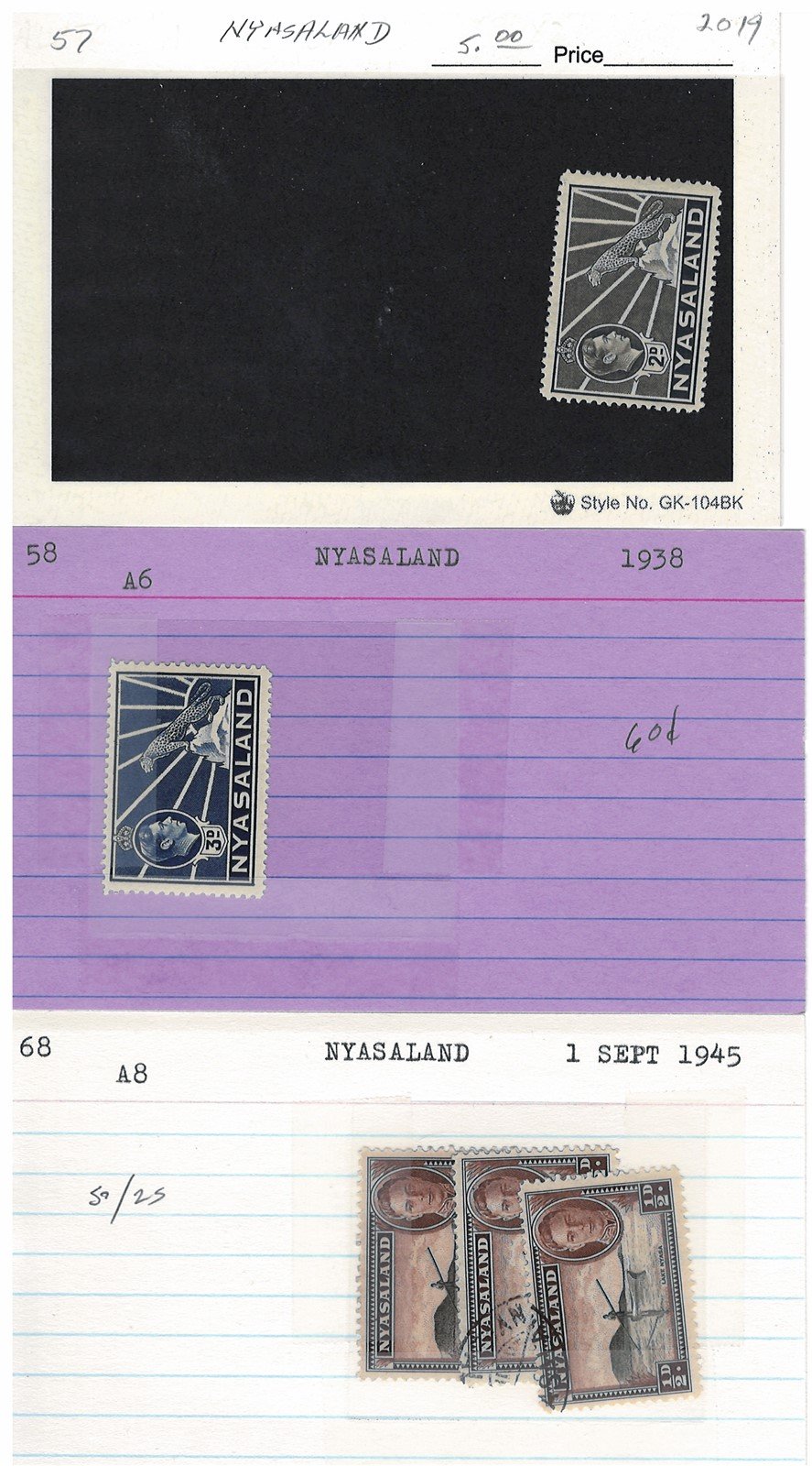 Nyassaland Mint & Used Collection of 34 Dealer Cards ZAYIX 0525MAR003