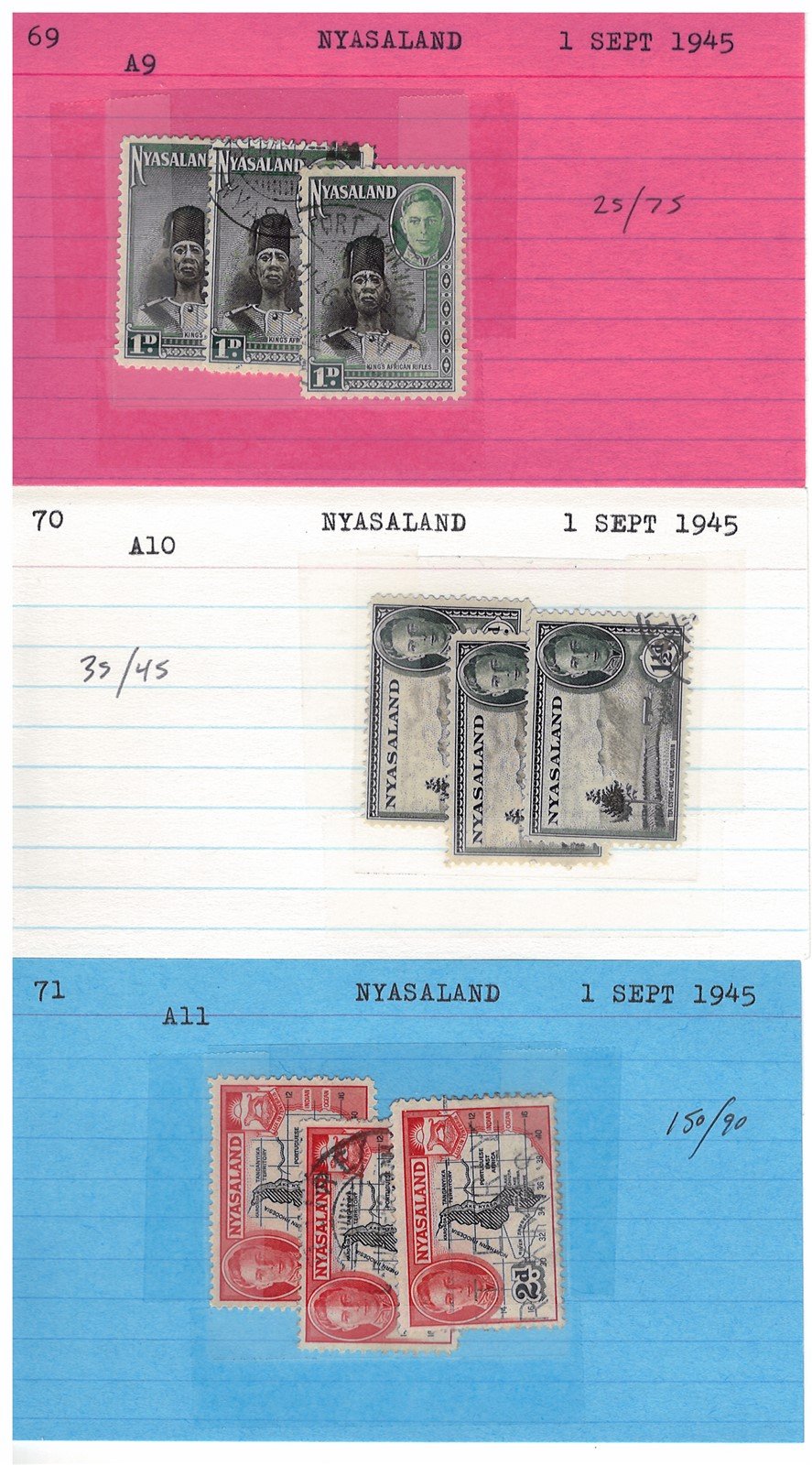 Nyassaland Mint & Used Collection of 34 Dealer Cards ZAYIX 0525MAR003