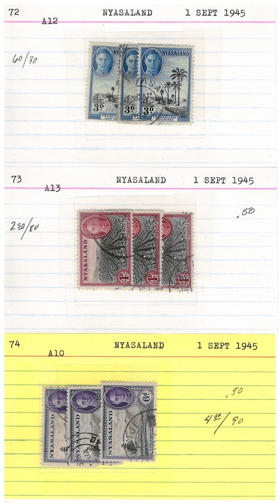 Nyassaland Mint & Used Collection of 34 Dealer Cards ZAYIX 0525MAR003
