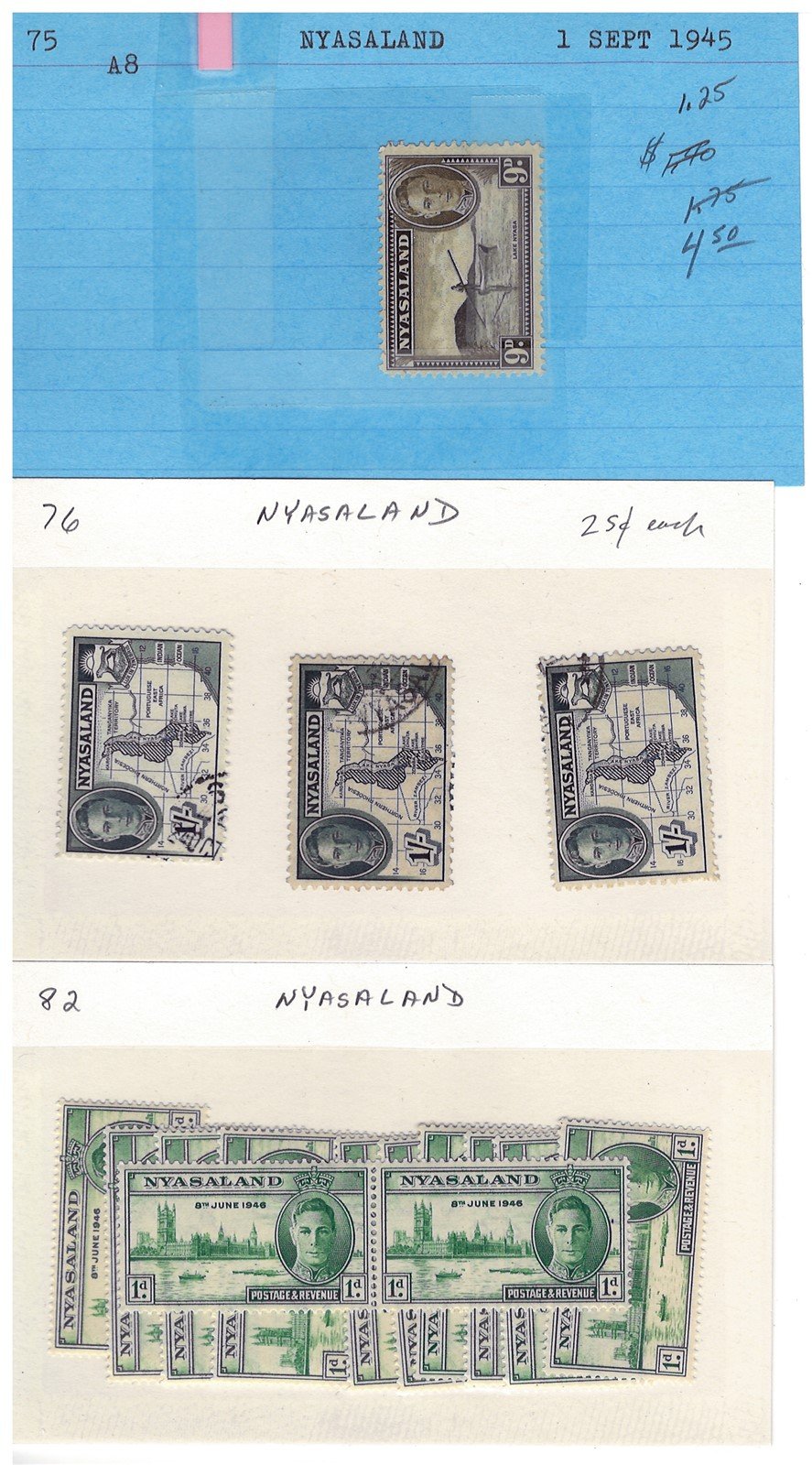 Nyassaland Mint & Used Collection of 34 Dealer Cards ZAYIX 0525MAR003