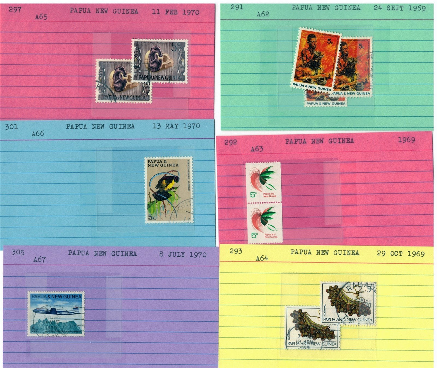 Papua New Ginea Mint & Used Collection on 215 Dealer Cards ZAYIX 0525MAR005