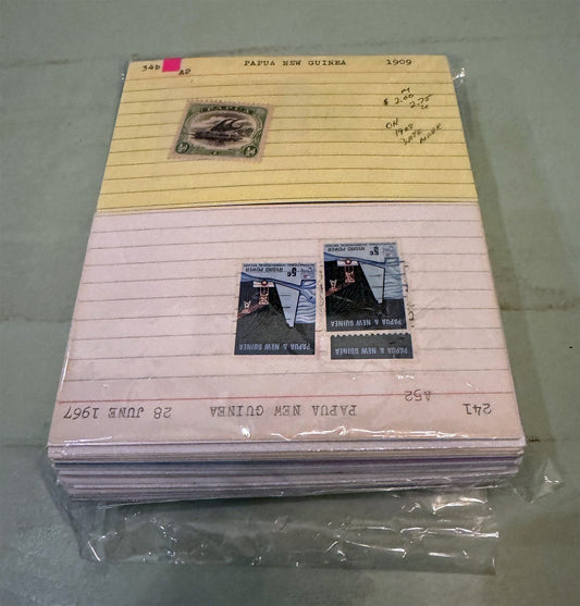 Papua New Ginea Mint & Used Collection on 215 Dealer Cards ZAYIX 0525MAR005