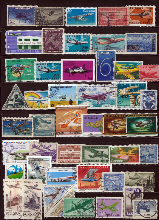 Aviation Stamp Collection Mint & Used Jets, Biplanes, Aircraft ZAYIX 0425S0298
