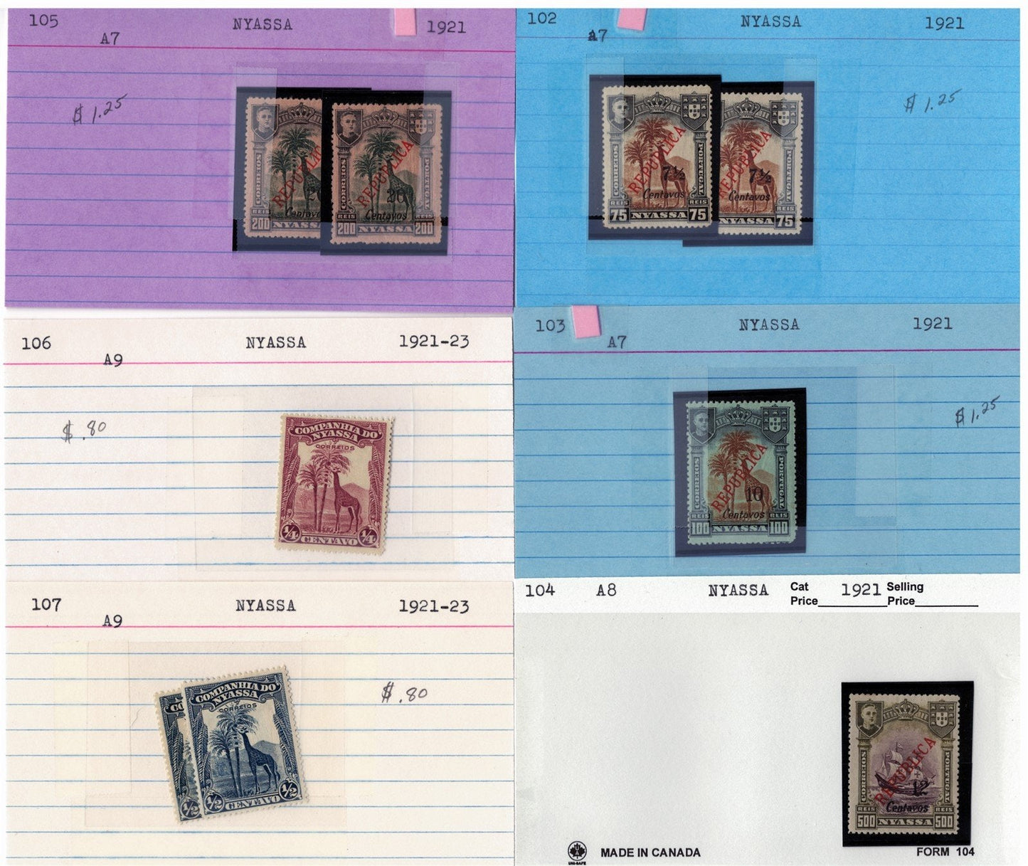 Nyassa Mint & Used Collection on 65 Dealer Cards ZAYIX 0525MAR006