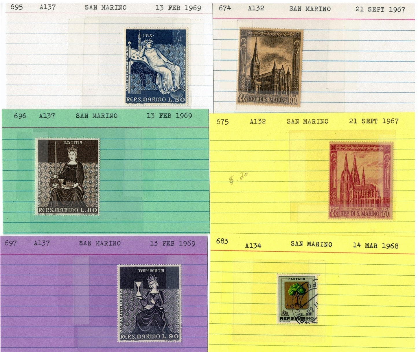 San Marino Mint & Used Collection on 177 Dealer Cards ZAYIX 0525MAR007