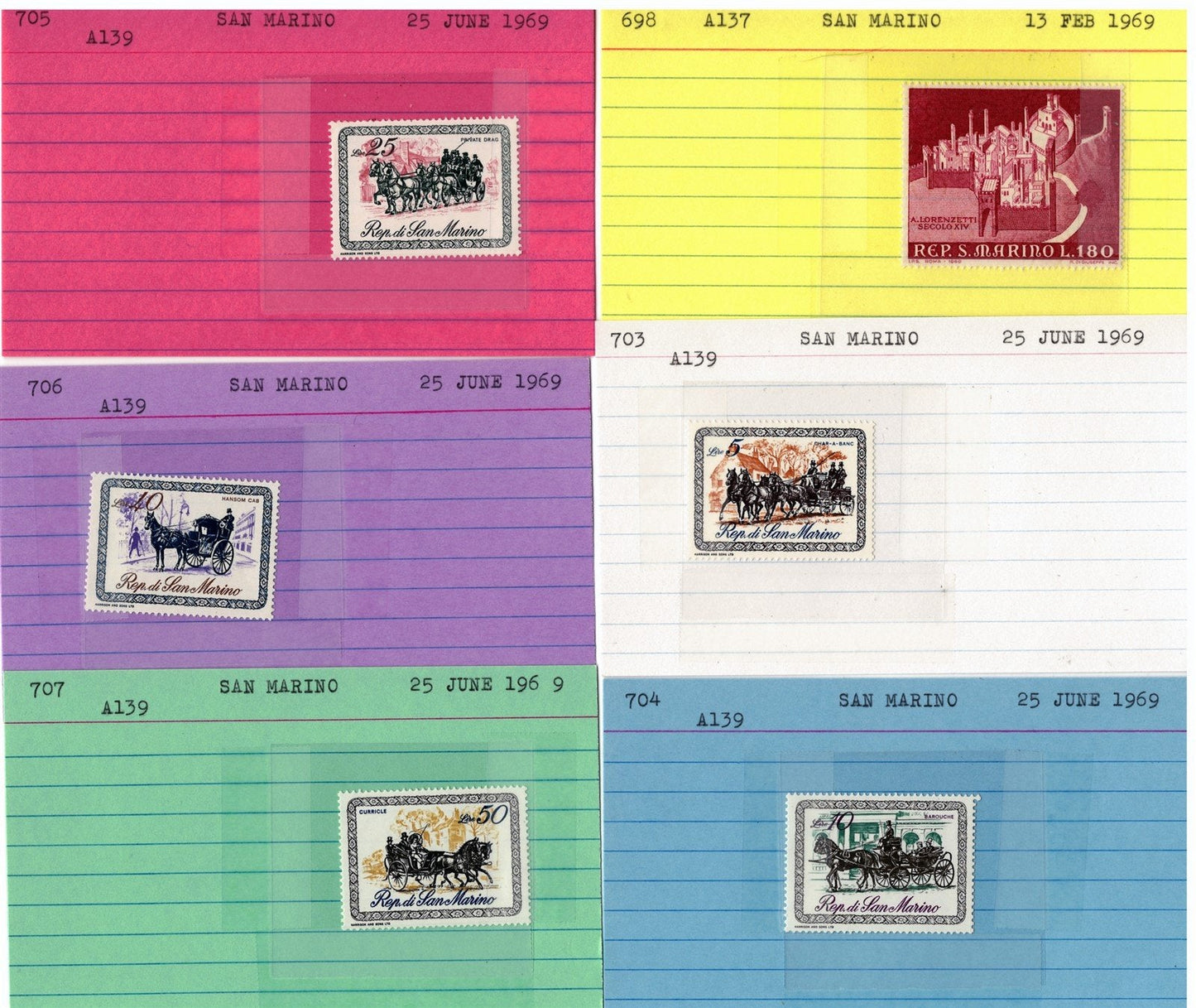 San Marino Mint & Used Collection on 177 Dealer Cards ZAYIX 0525MAR007