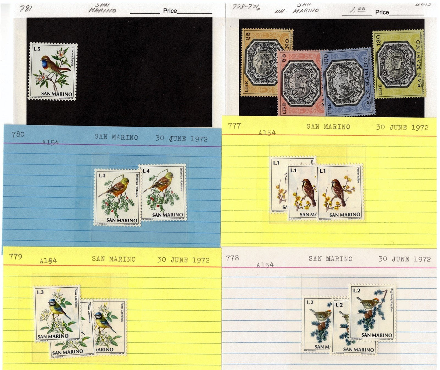 San Marino Mint & Used Collection on 177 Dealer Cards ZAYIX 0525MAR007