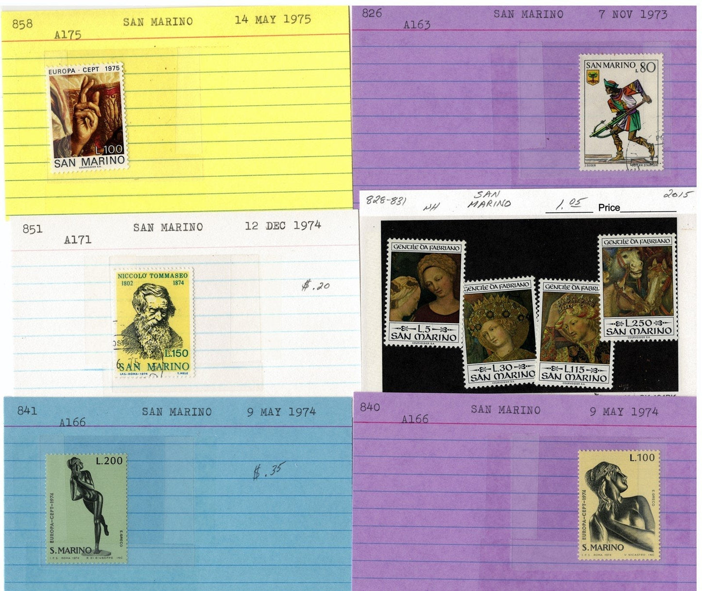 San Marino Mint & Used Collection on 177 Dealer Cards ZAYIX 0525MAR007