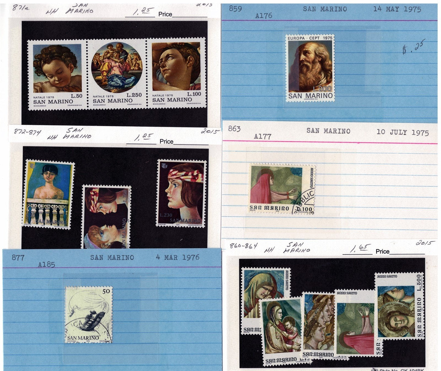 San Marino Mint & Used Collection on 177 Dealer Cards ZAYIX 0525MAR007
